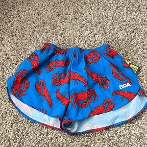 BOA Women's Athletic Shorts - Blue with Red Lobster Print